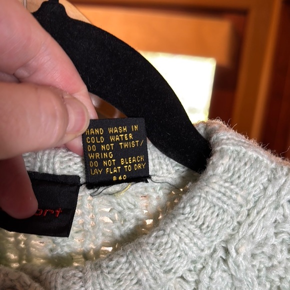 Vintage Liz Sport Cable Knit Button-Up Cropped Sweater Mint Green Size Small - Picture 3 of 10